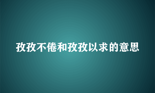 孜孜不倦和孜孜以求的意思