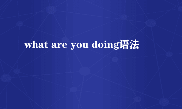 what are you doing语法