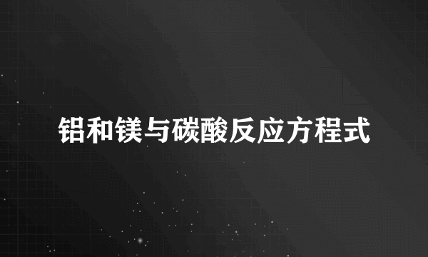铝和镁与碳酸反应方程式
