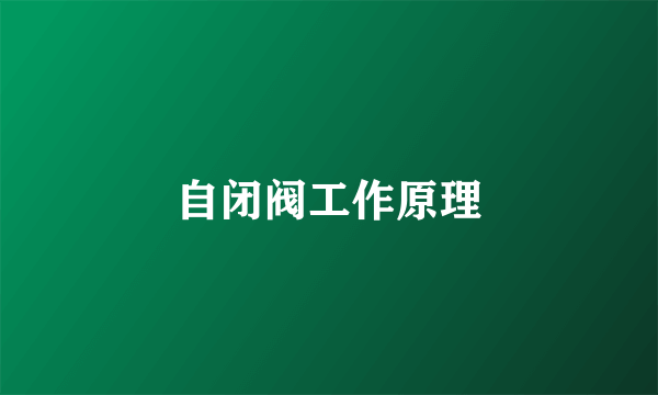 自闭阀工作原理