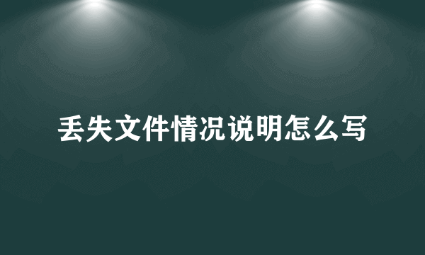 丢失文件情况说明怎么写