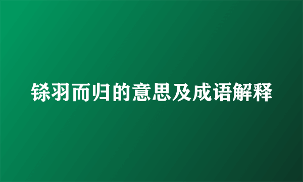 铩羽而归的意思及成语解释