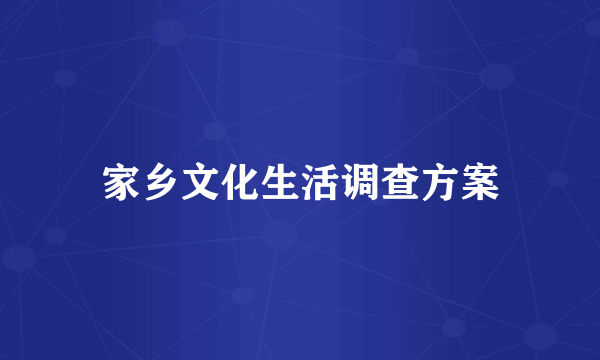 家乡文化生活调查方案