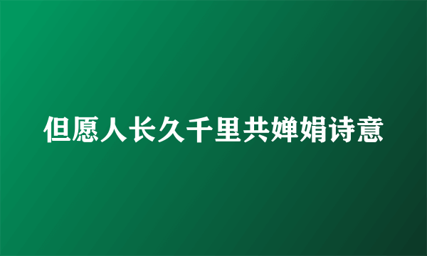 但愿人长久千里共婵娟诗意