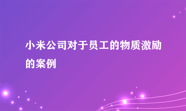 小米公司对于员工的物质激励的案例