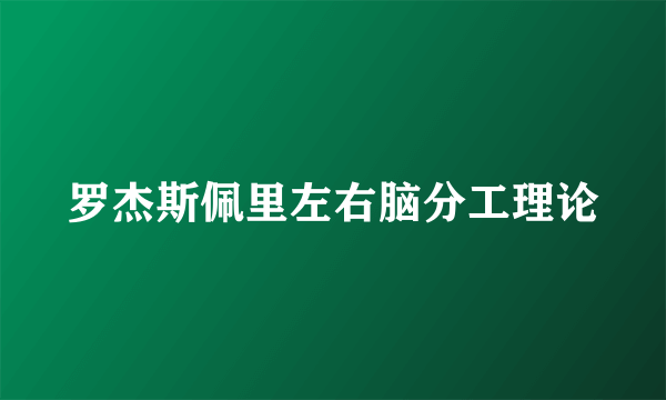 罗杰斯佩里左右脑分工理论