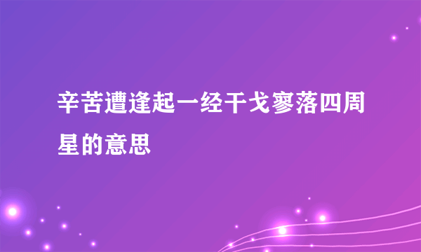 辛苦遭逢起一经干戈寥落四周星的意思