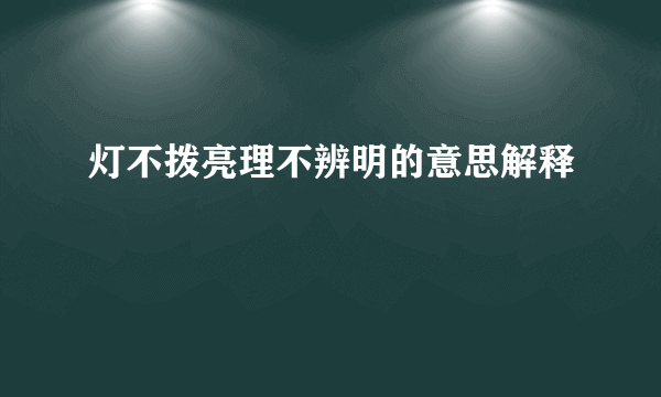 灯不拨亮理不辨明的意思解释