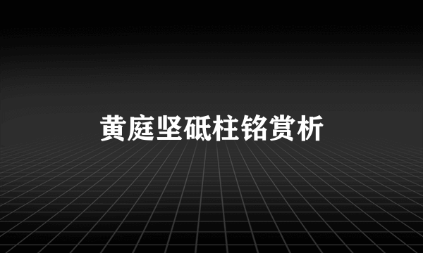 黄庭坚砥柱铭赏析