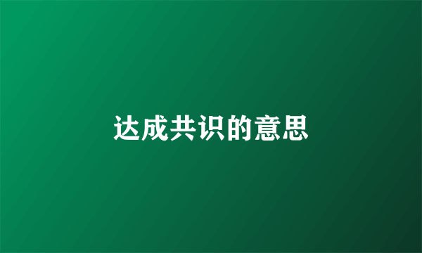 达成共识的意思
