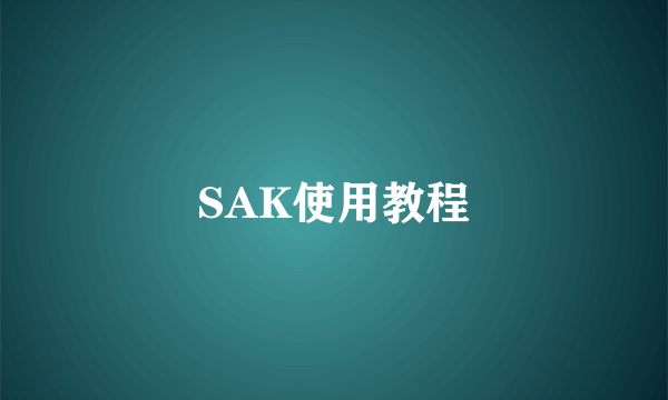 SAK使用教程