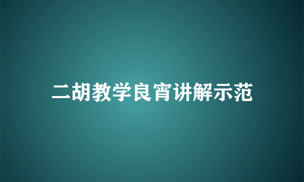 二胡教学良宵讲解示范