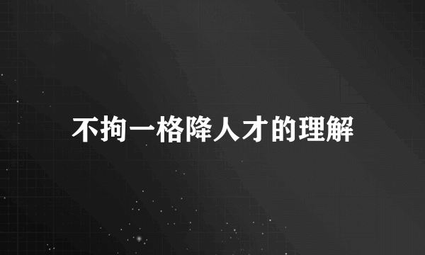 不拘一格降人才的理解