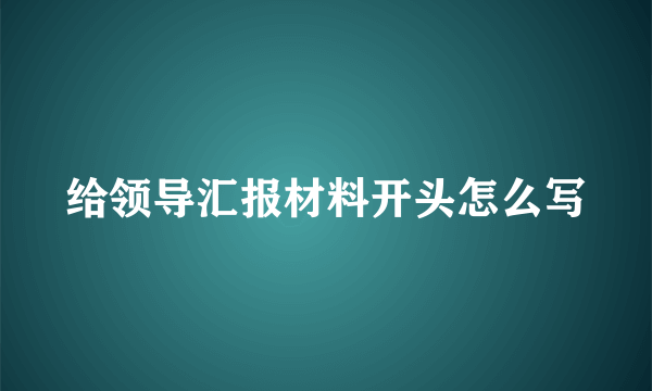 给领导汇报材料开头怎么写