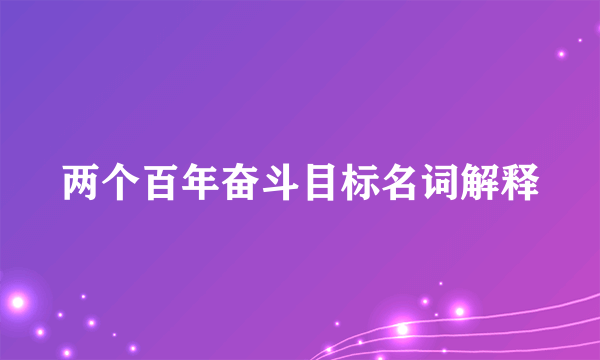 两个百年奋斗目标名词解释