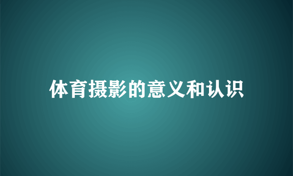 体育摄影的意义和认识