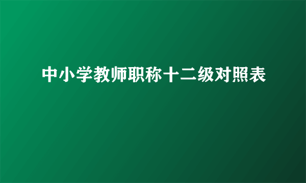 中小学教师职称十二级对照表