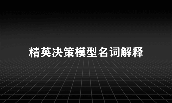 精英决策模型名词解释
