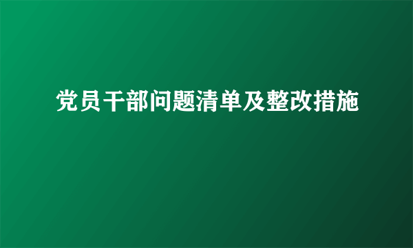 党员干部问题清单及整改措施