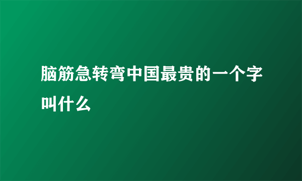 脑筋急转弯中国最贵的一个字叫什么