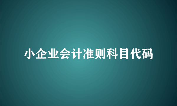 小企业会计准则科目代码