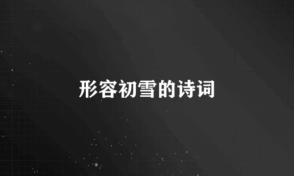 形容初雪的诗词