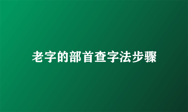 老字的部首查字法步骤