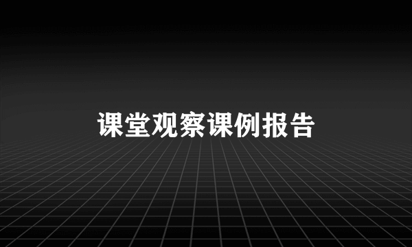 课堂观察课例报告