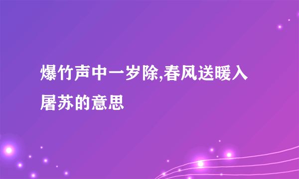 爆竹声中一岁除,春风送暖入屠苏的意思