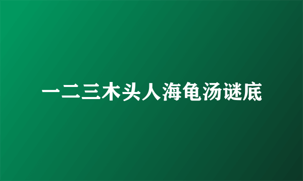 一二三木头人海龟汤谜底