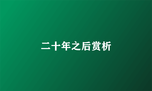 二十年之后赏析
