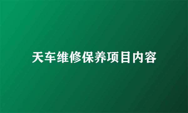 天车维修保养项目内容