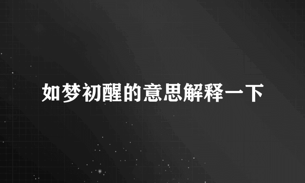 如梦初醒的意思解释一下