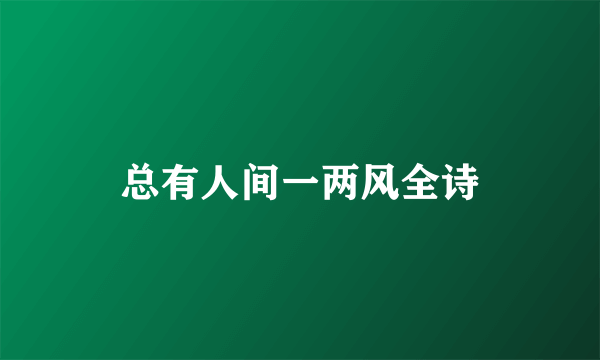 总有人间一两风全诗