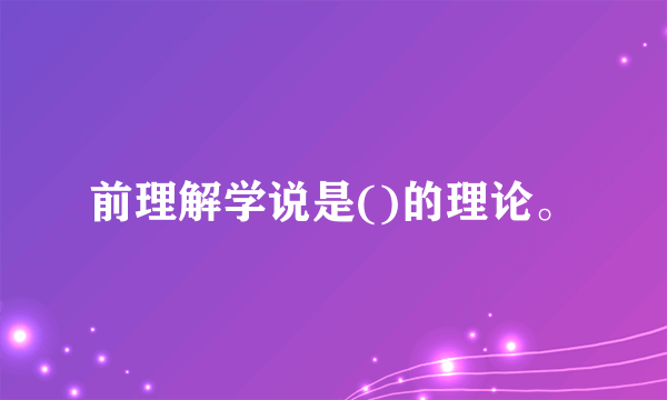 前理解学说是()的理论。