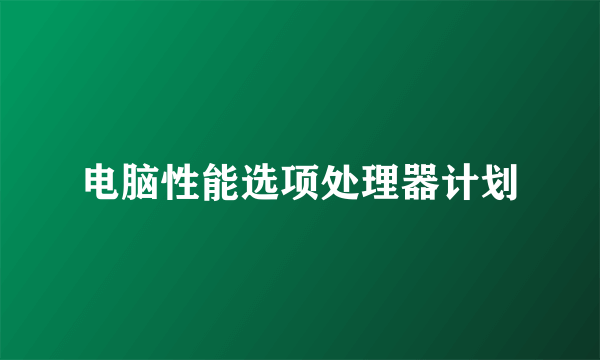 电脑性能选项处理器计划