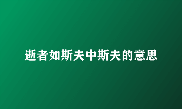 逝者如斯夫中斯夫的意思