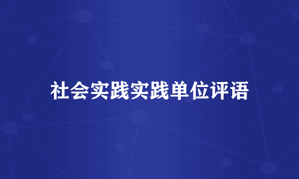 社会实践实践单位评语