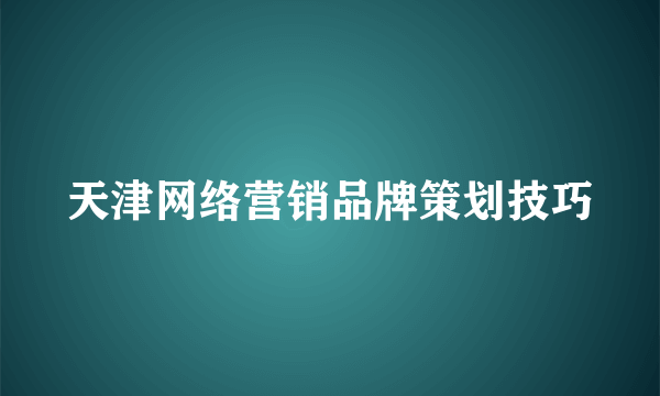 天津网络营销品牌策划技巧
