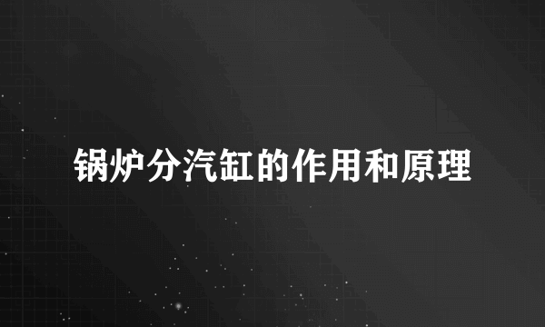 锅炉分汽缸的作用和原理