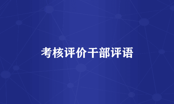 考核评价干部评语
