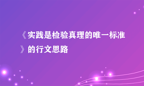 《实践是检验真理的唯一标准》的行文思路