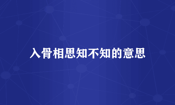 入骨相思知不知的意思