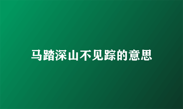 马踏深山不见踪的意思