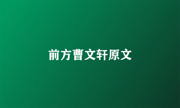 前方曹文轩原文