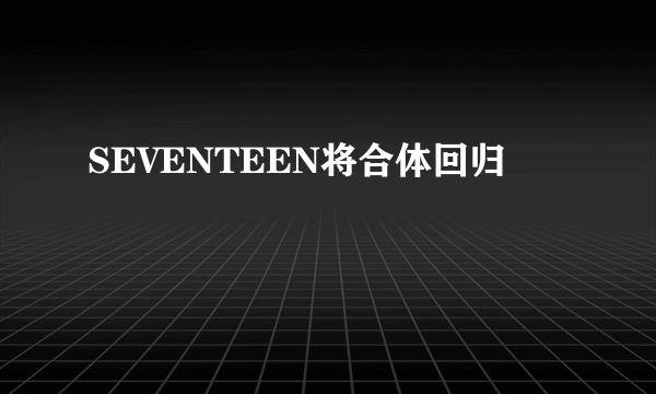 SEVENTEEN将合体回归