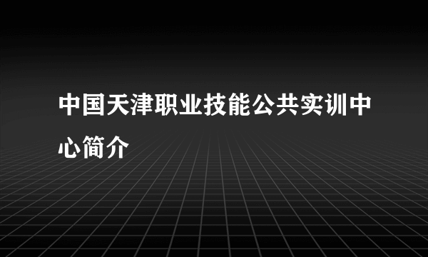 中国天津职业技能公共实训中心简介