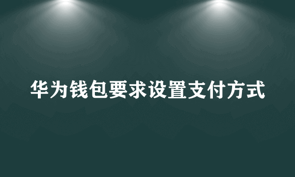 华为钱包要求设置支付方式