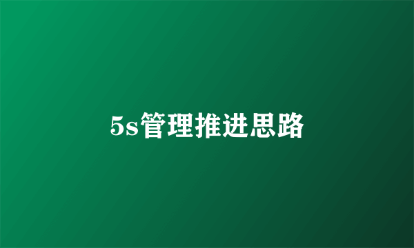 5s管理推进思路
