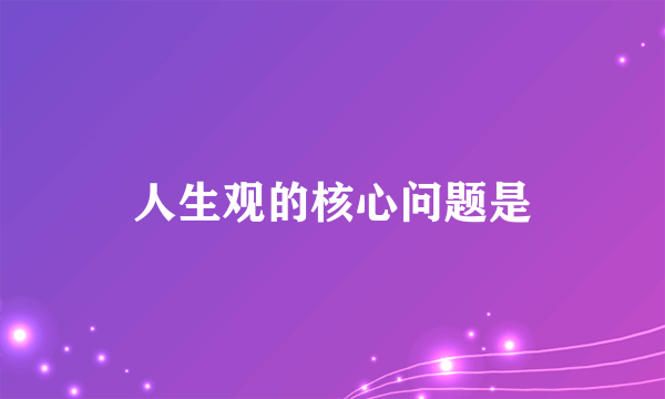 人生观的核心问题是